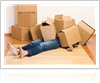 Piled Boxes on a Woman